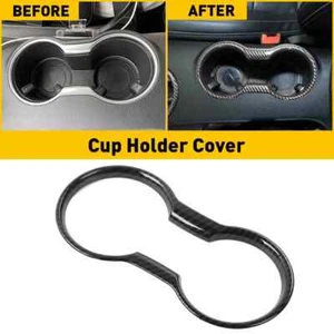 Cup Holder Cover Trim Carbon Fiber Interior Accessories for Ford Mustang 2015+ - Picture 1 of 9