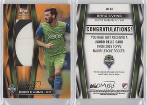2018 Topps MLS Jumbo Relics Orange /25 Brad Evans #JR-BE