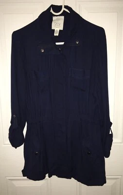 Full Tilt Tillys Navy Blue Lightweight Utility Jacket Juniors Size M - Image 1 of 4