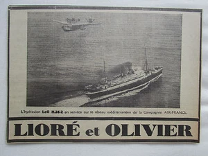 11/34 PUB LIORE OLIVIER HYDRAVION LeO H-24-2 MEDITERRANEE AIR FRANCE PAQUEBOT AD - Picture 1 of 1
