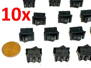 10 Pieces Black Rocker switch 15mm 10mm 2pin on/off 12v 6v 3v 6amp kdc1 mini B22 - Picture 1 of 2