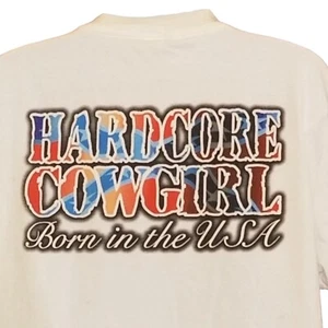 Vintage 90s T-shirt Womens M Hard Core Cowgirl Born In The USA Tultex Tag - Picture 1 of 12