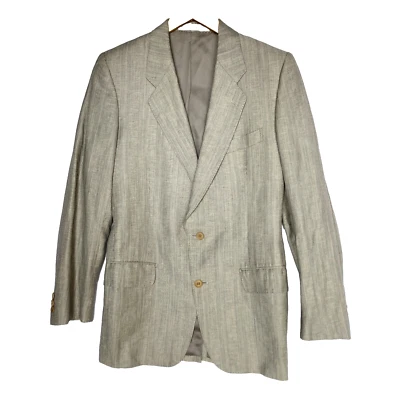 Vintage Linen Wool Blazer Mens 48 Pierre Balmain Sports Coat Suit Jacket Italian - Image 1 of 4