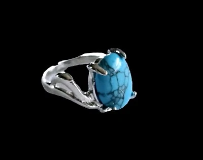 ANILLO TRENDSETTER TITANIO TURQUESA FOREVER WEAR PLATA NUEVO TALLA 5 Foto 1 de 4