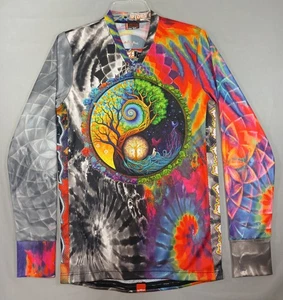Option Custom Shirt Mens Small Psychedelic Tie Dye Tree of Life Skydiver LS - Picture 1 of 8