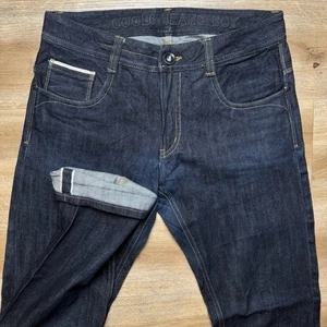 Selvedge Jeans Men 32x34 Dark Indigo Straight Leg Raw Japan Redline Denim Pants - Picture 1 of 11