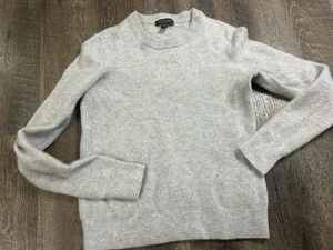 Suéter gris cuello redondo 100 % cachemir talla grande Saks Fifth Avenue para mujer - Imagen 1 de 5