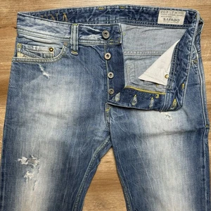 Diesel Jeans Men 27x32 (Fits 29x32) Blue Safado Slim Straight Leg Thrashed 008QL - Picture 1 of 12