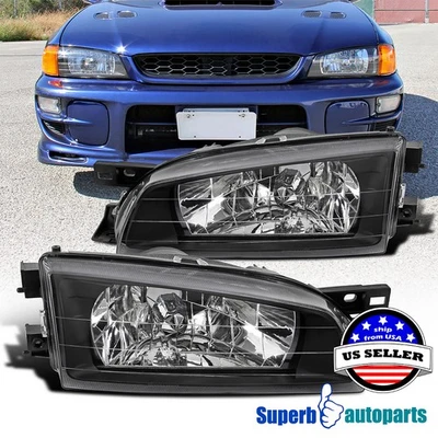Fits 1995-2001 Subaru 95-01 Impreza Black Style Head Lights Lamps Pair - Image 1 of 4