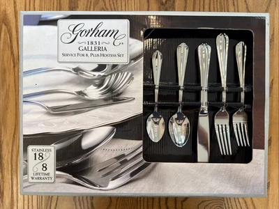 Gorham GALLERIA 45 Pieces Glossy Flatware Stainless 8 Place Settings Hostess Set - Image 1 of 3