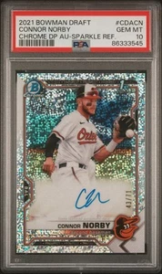 2021 Bowman Draft Connor Norby Sparkle Refractor/71 Auto PSA 10 #CDA-CN Rookie - Picture 1 of 2