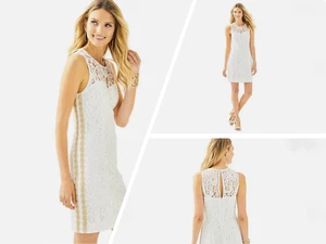 Neu mit Etikett Lilly Pulitzer Gr. 2 Mila Etuikleid Resort weiß Kordel Blumen Spitze 28887 - Bild 1 von 18