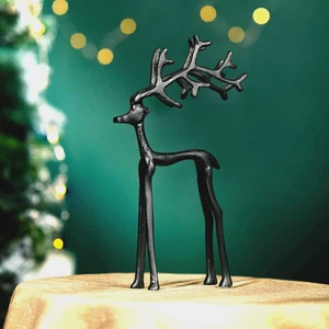 Christmas Large Reindeer Ornament Xmas Festive Black Statue Decoration Home 39cm - Picture 1 of 24