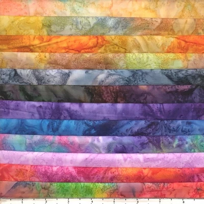 Lot of 12 Fat Quarters Exotic #6 Handpaints Lunn Fabric FQ Pack 100% Cotton - Image 1 of 4