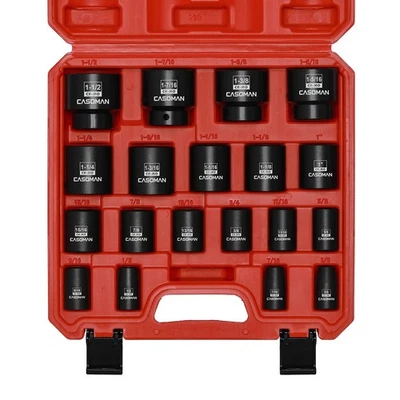 19 Piece 1/2-Inch Drive Standard Impact Socket Set, SAE, Shallow, 3/8" to 1-1... - Image 1 of 4