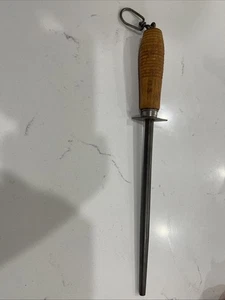 VINTAGE BUTCHER SHARPENING KNIFE STEEL TRU-EDGE U.S.A. - Picture 1 of 5