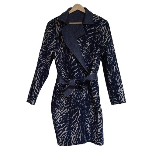 OFF WHITE Autentico Max Mara WEEKEND Cappotto donna crema blu scuro