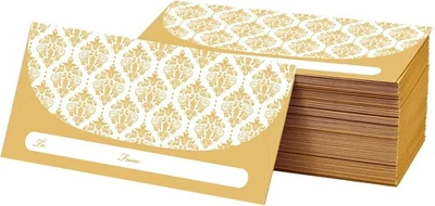 100 Pack Gold Money Envelopes for Cash Gifts (7x3 Inch), Fancy 7x3 inches  - Image 1 of 4