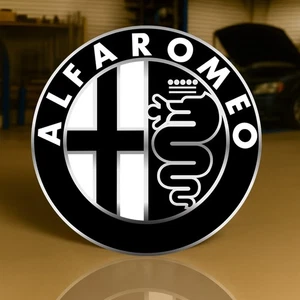 1972 Alfa Romeo Monochrome Logo Heavy Metal Sign XL – 19.7" (50 cm) - Picture 1 of 5