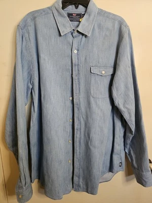 Vineyard Vines Crosby Slim Fit Blue Cotton Button Down Shirt - Men's L - Image 1 of 4