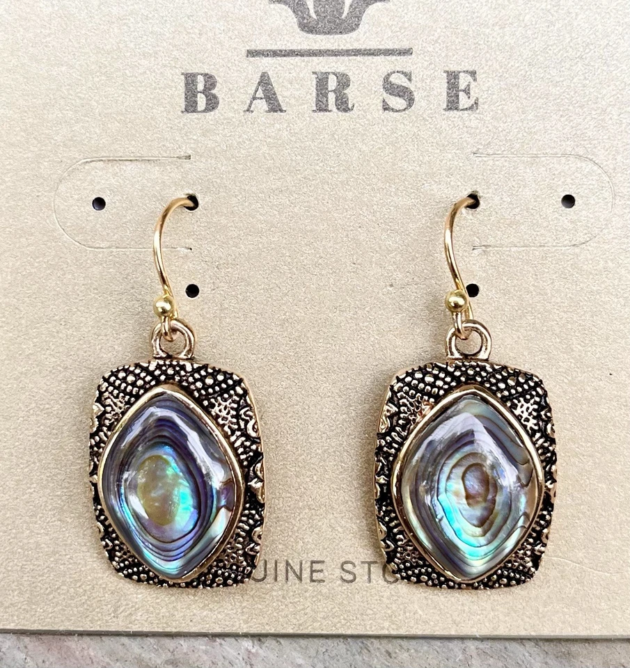 Pendientes colgantes Barse nuevos con etiquetas verde azul abulón bronce dorado Foto 1 de 4