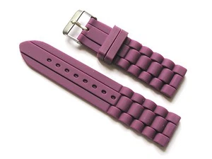 22 mm Silikon Uhrenarmband Armband - Lila mit Edelstahlschließe - Bild 1 von 4