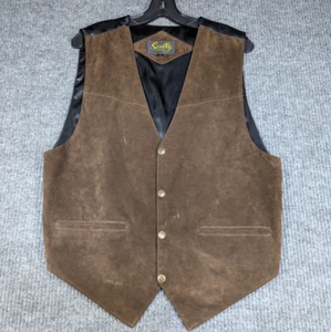 Scully Vest Mens Medium Brown Leather Suede Snap Front Style 504 Western Cowboy - Picture 1 of 9