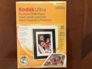 NEW Kodak ULTRA Premium Photo Paper High Gloss Instant Dry 8.5x 11 in. 25 Sheets - Photo 1/4
