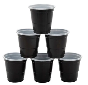 50-PC BLACK Plastic Adult Cocktail Party Shooter Cups 1.5-oz Disposable 2"H #549 - Picture 1 of 9