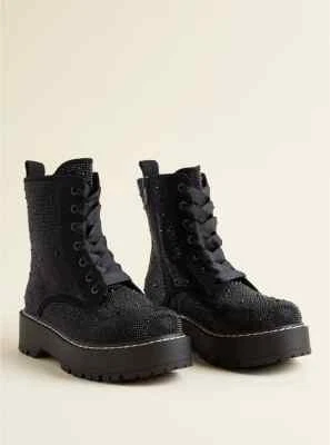 BOTÍN DE COMBATE TÓRRIDO BETSEY JOHNSON ESTRÁS talla 6,5 (ancho ancho WW) NUEVO EN CAJA Foto 1 de 4