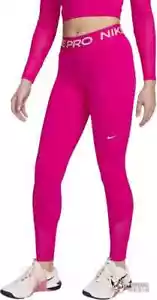NIKE PRO WOMEN DRI-FIT TRAINING MID RISE MESH PANELED LEGGINGS PINK #FB5687-NWT - Picture 1 of 7