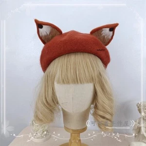 Japanese Girl Fox Ears Beret Lolita Hat Haircoat Autumn/Winter Collection - Picture 1 of 7