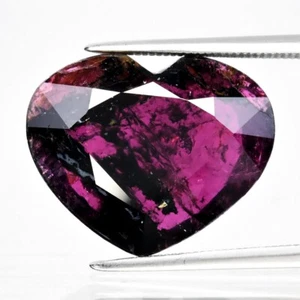 💎 9.54ct Heart Natural Black Pinkish Purple Tourmaline - Unheated Gemstone - Picture 1 of 4