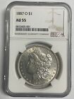 1887- O Morgan Silver Dollar $1 NGC AU 55 6810403-001