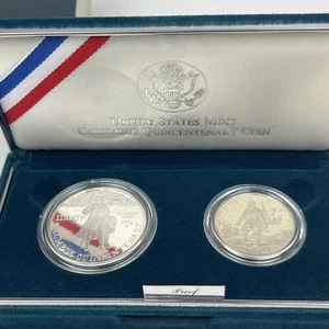 1992 Columbus Quincentenary 2 Coin Proof Set Mint OGP Silber Dollar - Bild 1 von 12