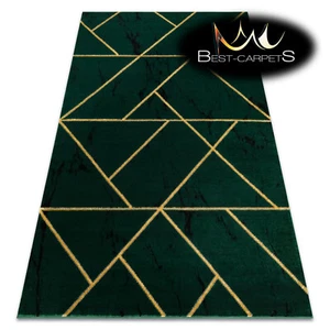 Exclusive Modern Rug "EMERALD" glamour geometric merble GREEN GOLD High Quality - Picture 1 of 6