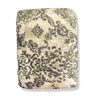 $505 Amity Home Green Beige Damask Print Lyon Quilt Linen Blend Sheet Queen Size