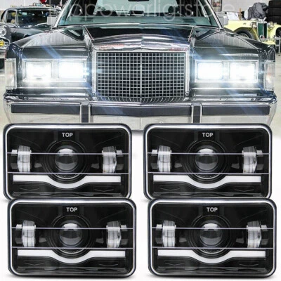 4PC Black 4X6" LED Headlights For Mercury Grand Marquis & Town Car & Continental - Image 1 of 4