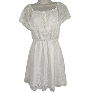 BB Dakota Ivory Lace Mini Dress Off the Shoulder Women Size S Party Wedding NEW - Picture 1 of 9