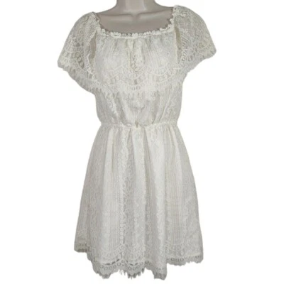 Mini Vestido BB Dakota Marfil Encaje Fuera del Hombro Mujeres Talla S Fiesta Boda NUEVO  Foto 1 de 4