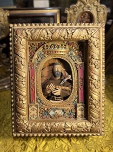 Antique French Reliquary Relic of Saint Joseph of Leonessa Ornate Frame 18th C - Picture 1 of 9