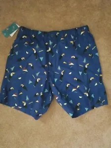 Men’s JOE MARTIN Hybrid Short - Bathing Suit in Blue with Toucans Size M *NWT* - Picture 1 of 4