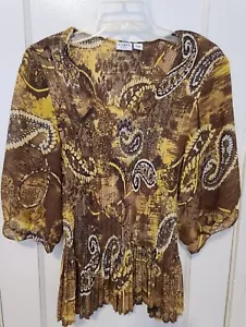 Cato Brown Casual Top Blouse Pleated 3/4 Sleeve Size 18/20 Nearly New - Picture 1 of 4