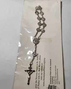 Rosario de cuentas de metal con cuentas de metal para oración católica coronilla San Antonio crucifijo de Jesús - Imagen 1 de 12
