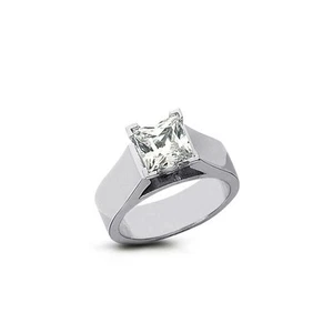 4ct G SI1 Princess Natural Certified Diamond 14k Gold Solitaire Engagement Ring - Picture 1 of 13