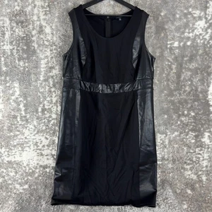 Torrid Plus Size 22 Faux Leather Midi Shift Dress Black Sleeveless Scoop Neck - Picture 1 of 12