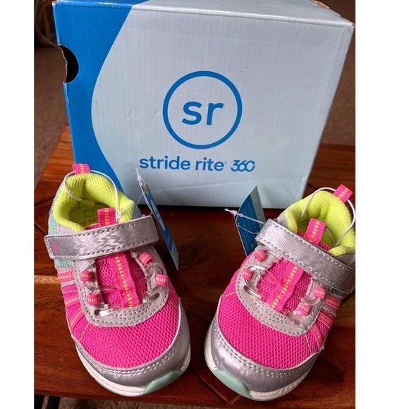 Stride Rite 360 Niñas Pequeñas Rosa Aqua Iluminado Zapatos Talla 6M Ajuste Ancho Nuevos con Etiquetas Foto 1 de 4