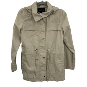 London Fog Khaki Full Zip Drawstring Waist Removable Hood Parka Jacket Size PS - Picture 1 of 13
