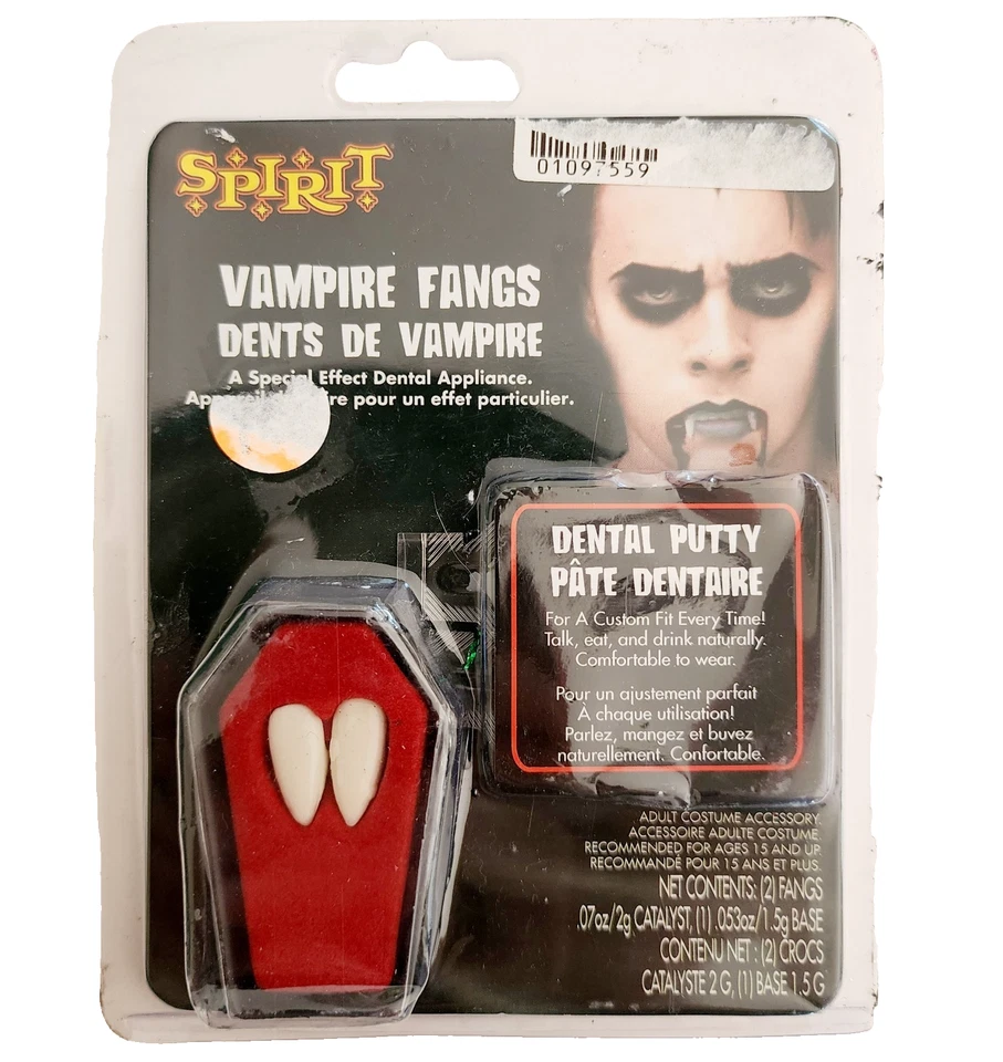 Estuche ataúd Spirit Vampire Fangs 2012 masilla dental sellada suministros de Halloween E52 Foto 1 de 1