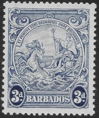 BARBADOS "VARIEDAD" 1938-47. 3d. MNH. "LINE OVER HORSES HEAD" SG. 252ca. (E894) Foto 1 de 3
